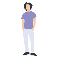 Fototapeta premiumGuy wearing jersey pants and white shirt showcasing himself as white guy 