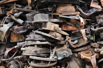 Many old automotive spare parts,Machine parts