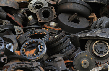 Many old automotive spare parts,Machine parts