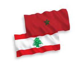 Flags of Lebanon and Morocco on a white background