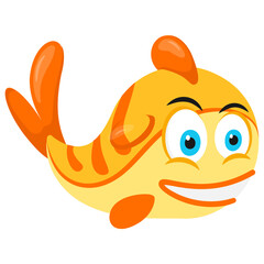 
A yellow color thin fish with dim pattern depicting yellow koi fish 
