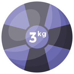 
cast-iron or cast steel weight of 3 kilograms resembling a cannonball with a handle
