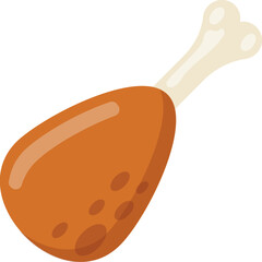 
A cooked piece of chicken with bone and meat on top depicting drumstick 
