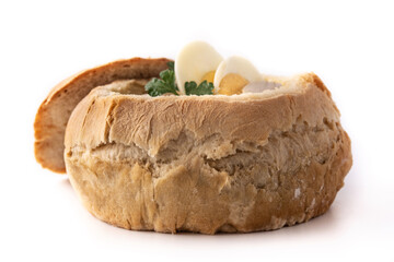 Zurek. Traditional Polish soup isolated on white background	