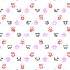 Seamless pattern with baby animal on white background. Can be used for wrapping paper, wallpaper, website etc.