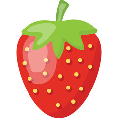 
A conical fruit with yellow dots and greenish edge, commemorating icon for strawberry  
