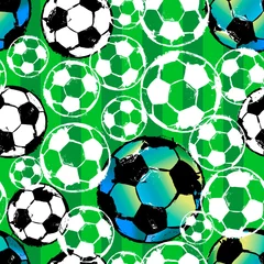 Rolgordijnen seamless background pattern, with soccer / football, paint strokes and splashes, grungy © Kirsten Hinte