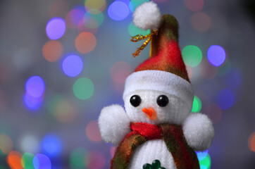 New Year's snowman on a Christmas background. New Year.