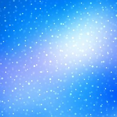 Shimmer snow on bright blue background. Winter holidays fantasy illustration.
