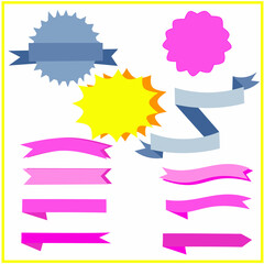 Elements from of a set of ribbons for inscriptions. Stars. Cloud for words and thoughts. Vintage. Labels, stickers, banners, tags banners. Vector illustration.