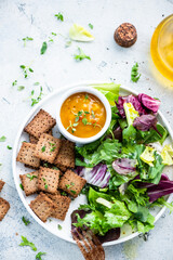 Thyme Crackers Served with Salad and Chutney