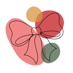 Christmas bow in a hand drawn linear style.