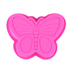 Pink silicone cupcake or muffin form isolated on white background. Cake cup, silicone mold, bakeware. Top view, flat lay