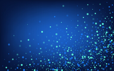 Turquoise Cell Falling Blue Vector Background. 