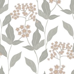 Obraz premium Vintage flowers and leaves. Seamless pattern. Isolated vector illustration.