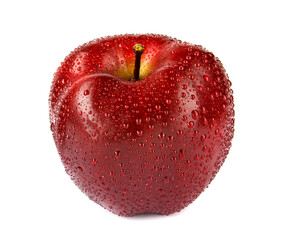 Ripe red apple isolated on a white background. a side view.