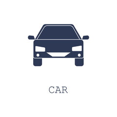 Car icon on white background. Vector illustration in flat design. Transportation sign and symbol.
