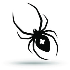 Spider silhouette sign isolated on white. Vector illustration.