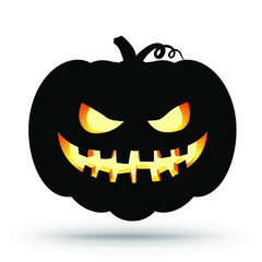 Pumpkin silhouette icon isolated on white Halloween sign. Vector illustration