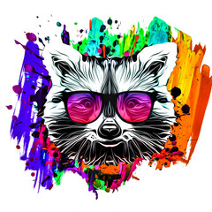 raccoon with creative colorful abstract element on background © reznik_val