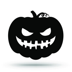 Pumpkin silhouette icon isolated on white Halloween sign. Vector illustration