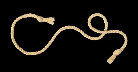 Waved beige rope isolated on black