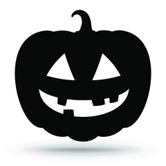 Pumpkin silhouette icon isolated on white Halloween sign. Vector illustration