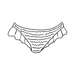 Sketch of women's swimming trunks. Vector outlines element for design.