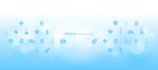 Abstract Medical Background with Flat Icons and Symbols. Medical Background Concept. Vector EPS 10