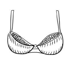 Obraz na płótnie Canvas Sketch of female bra. Vector outlines element for design. 