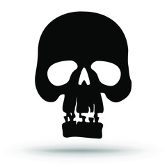 Death skull, danger or poison flat vector icon. Halloween sign isolated on white. Vector