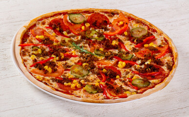 Pizza with minced meat