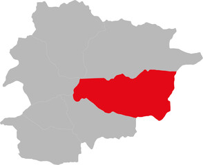 Encamp Parish isolated on Andorra map. Geographical map backgrounds.