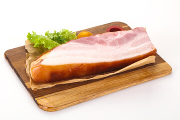 Smoked pork breast with salad leaves