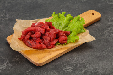 Raw beef meat sliced for cooking