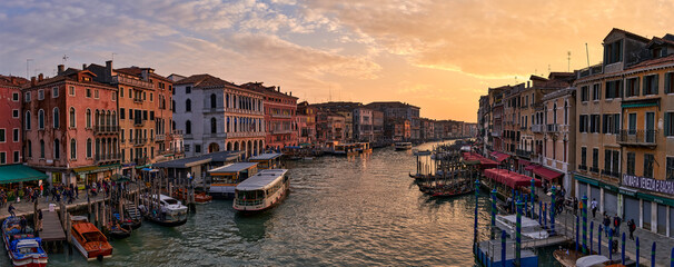 The Grand Canal at sunset from the Rialto bridge