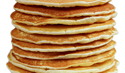 Closeup a stack of tasty homemade plain pancakes for background or wallpaper