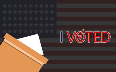 "I Voted" illustration, US elections illustration with a ballot box, the presidency elections
