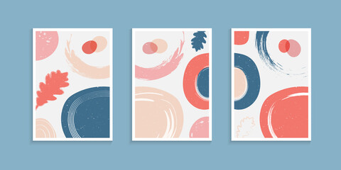 Abstract poster background set with organic shapes in pastel color