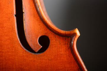 Antique violin macro details