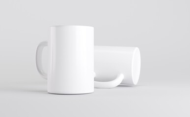 White Coffee Mug Cup Mockup 3D Illustration 