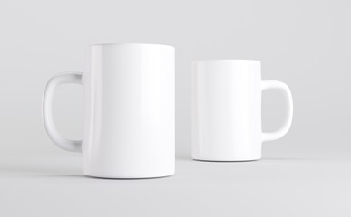 White Coffee Mug Cup Mockup 3D Illustration 