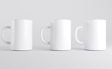White Coffee Mug Cup Mockup 3D Illustration 