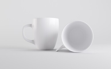 White Coffee Mug Cup Mockup 3D Illustration 
