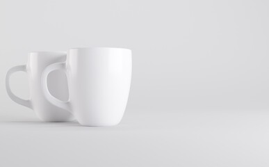 White Coffee Mug Cup Mockup 3D Illustration 