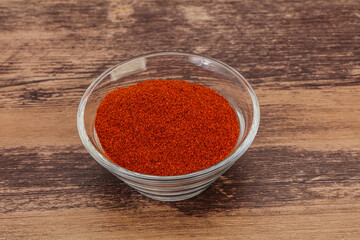 Dry paprika powder in the bowl