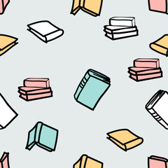 Hand drawn books Seamless vector pattern background