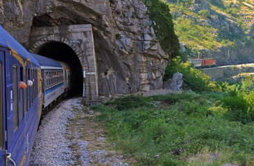 Train tunnel in the mountains