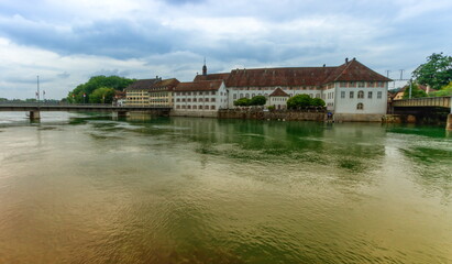 Fototapeta na wymiar Altes spital, old hospital, in front of Aar river, Solothurn, Switzerland