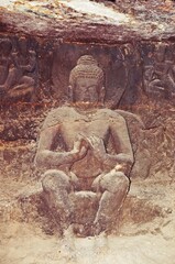 stone carving and Sculptures at aurangabad caves, indian heritage site near Aurangabad,...